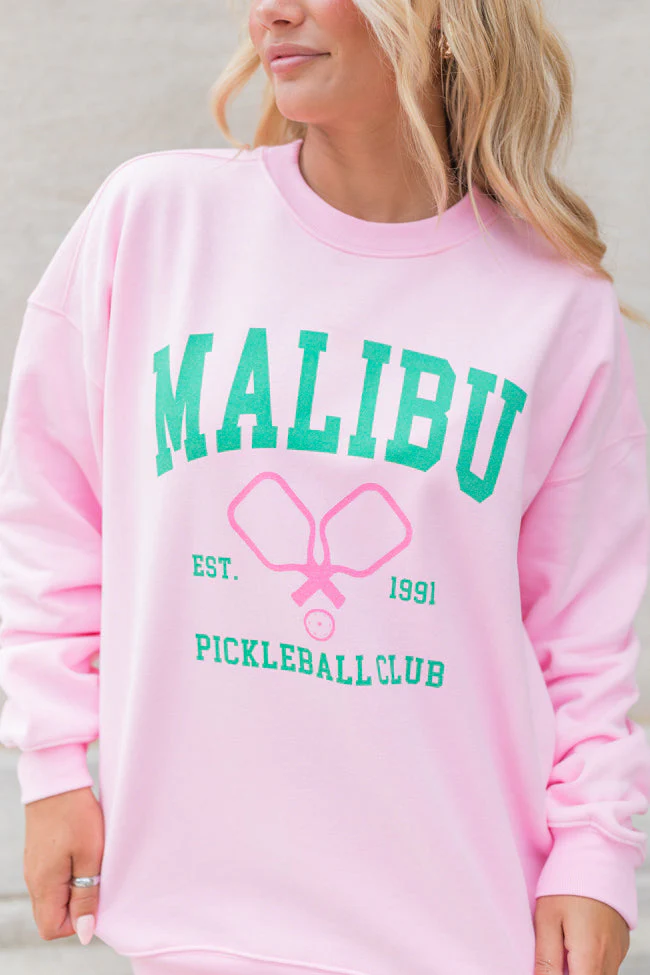 Malibu Pickleball Light Pink Graphic Sweatshirt - Terpint