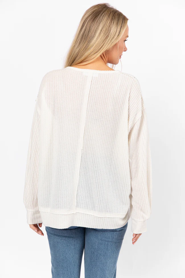 Reasonable Assumption Cream Brushed Waffle Knit Oversized Top FINAL SALE - Terpint