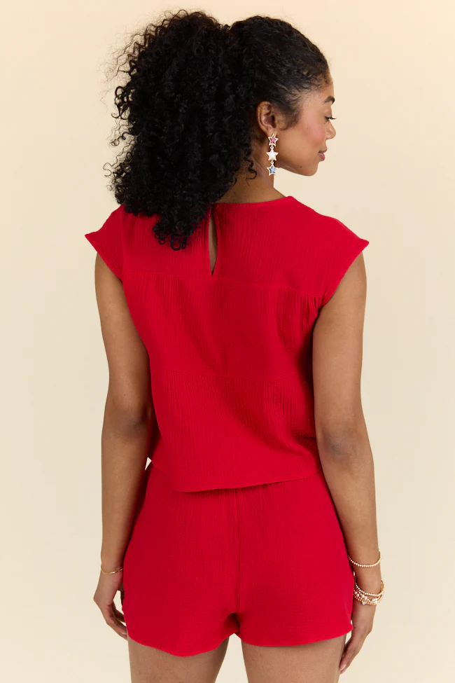 Choose Kindness Red Gauze Top and Shorts Set FINAL SALE - Terpint