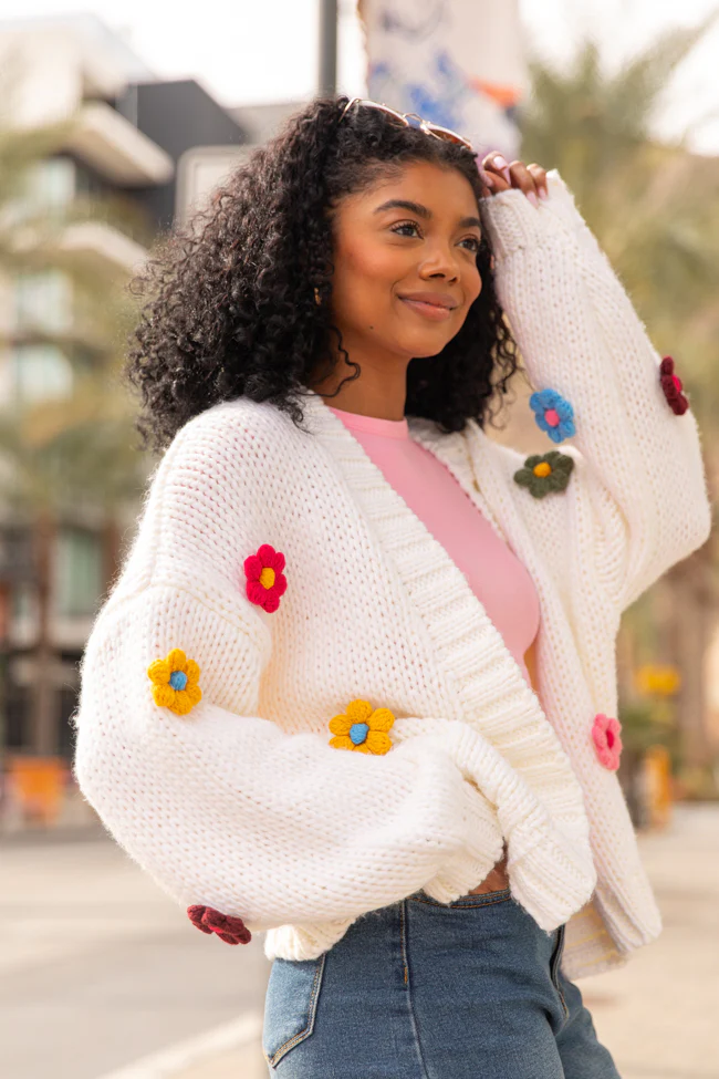 The Way I Feel Ivory Multi Flower Embroidered Cardigan FINAL SALE - Terpint