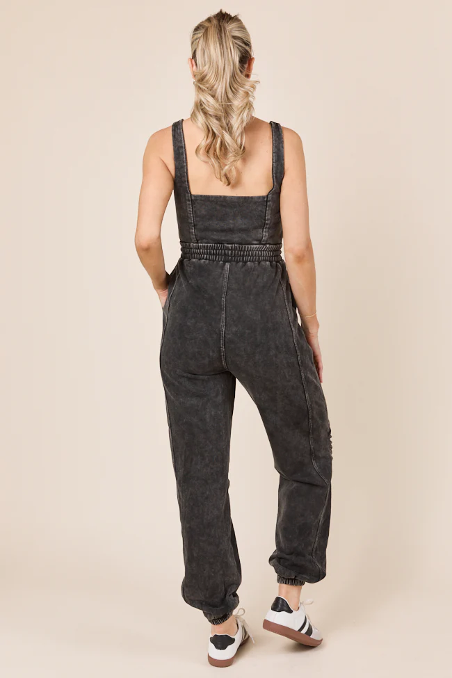 Tayler Acid Wash Black Jumpsuit - Terpint
