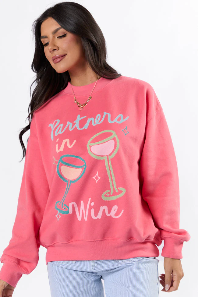Partners in Wine Light Red Graphic Sweatshirt - Terpint