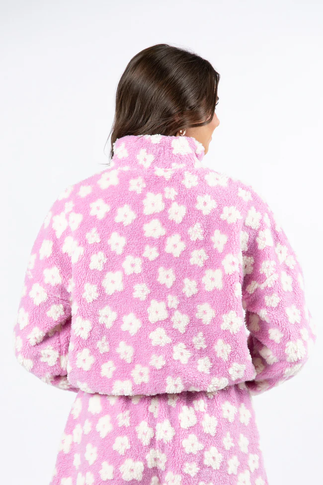 Front Runner Purple Floral Sherpa Quarter Zip Pullover FINAL SALE - Terpint