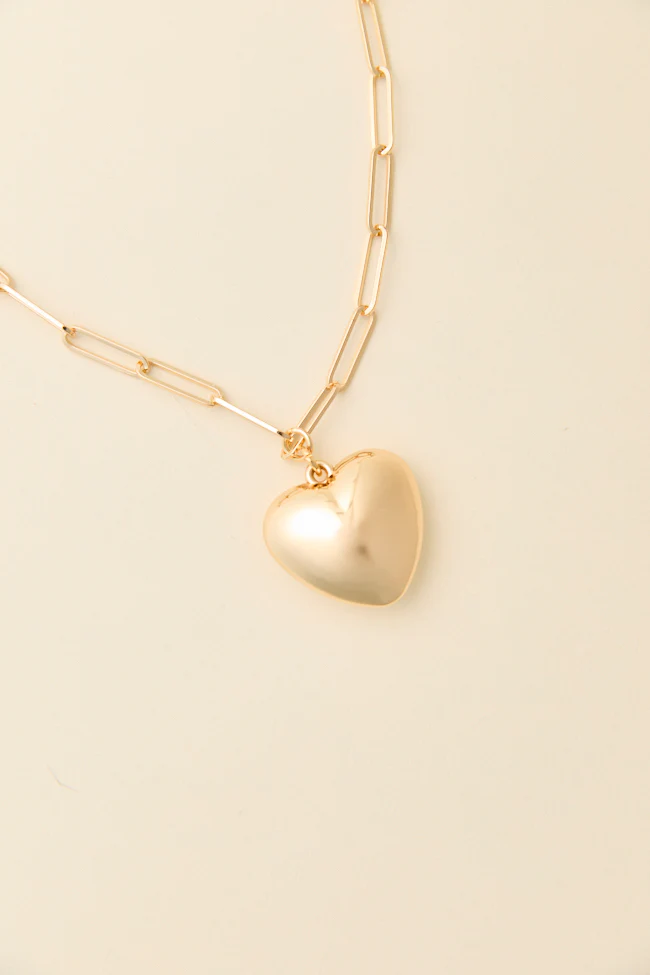Chelsea Gold Puff Heart Necklace - Terpint