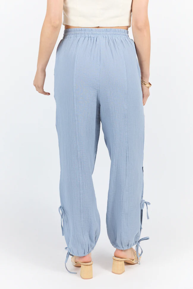 Sky High Blue Gauze Harem Pull On Pants FINAL SALE - Terpint
