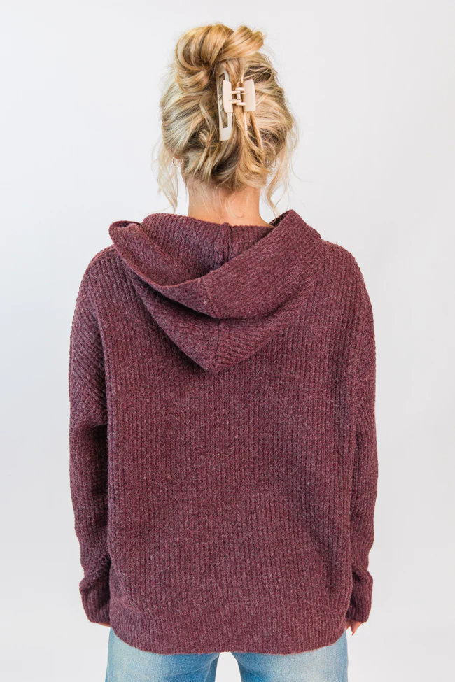 Found Your Love Wine Oversized Waffle Hooded Sweater FINAL SALE - Terpint