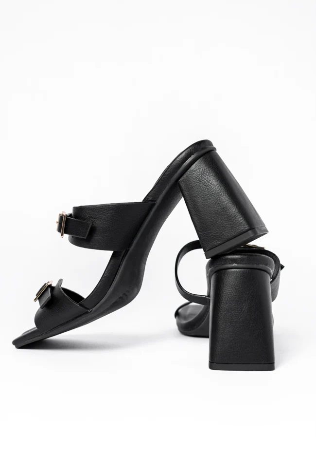 Brooklyn Black Double Strap Buckle Heels SALE - Terpint