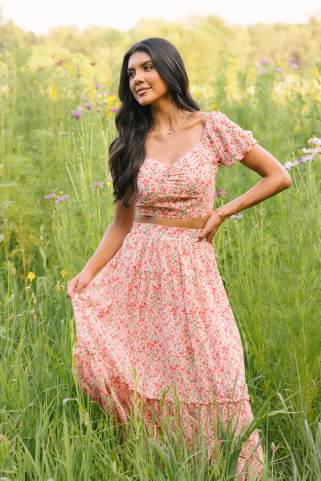 Maisyn Pink Floral Skirt Set - Terpint