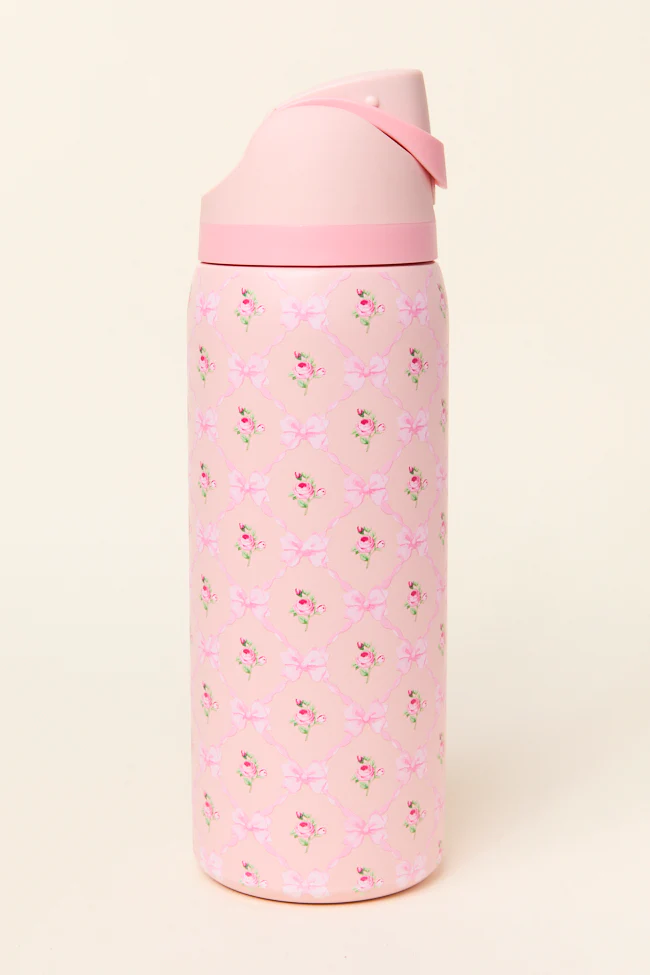 Floral 'N Bow Pink 32 Oz Water Bottle - Terpint