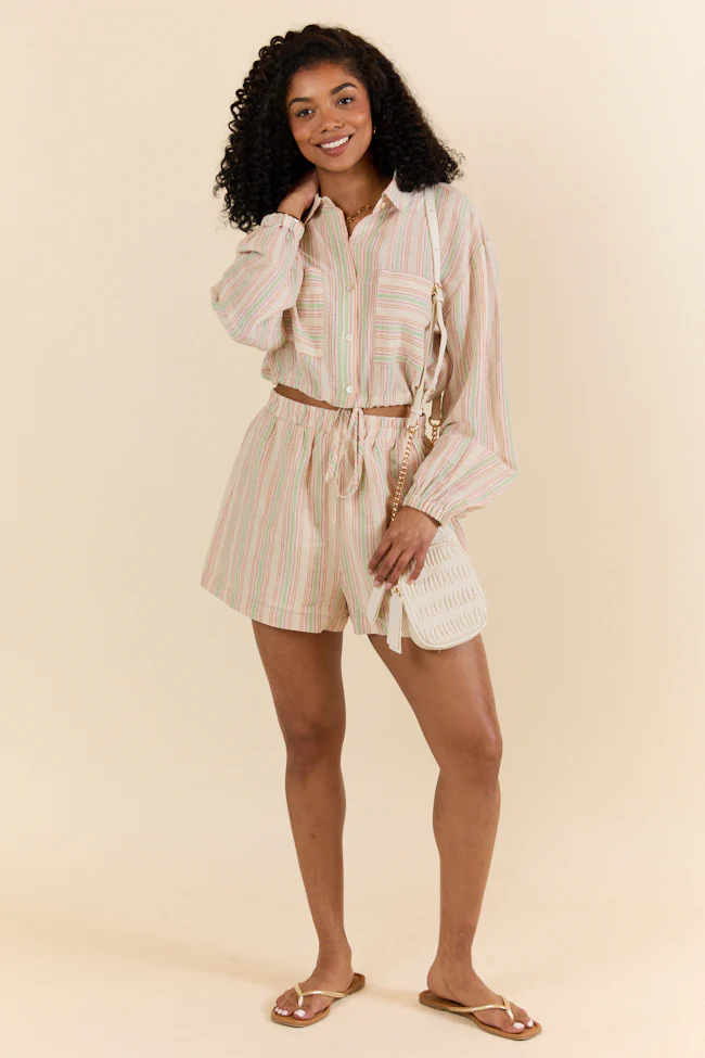 Dream Destination Striped Long Sleeve Top and Shorts Set FINAL SALE - Terpint