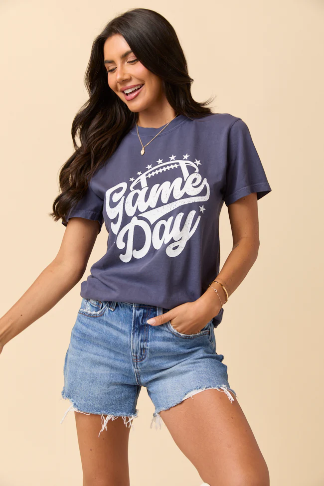 Game Day Script Navy Graphic Tee - Terpint