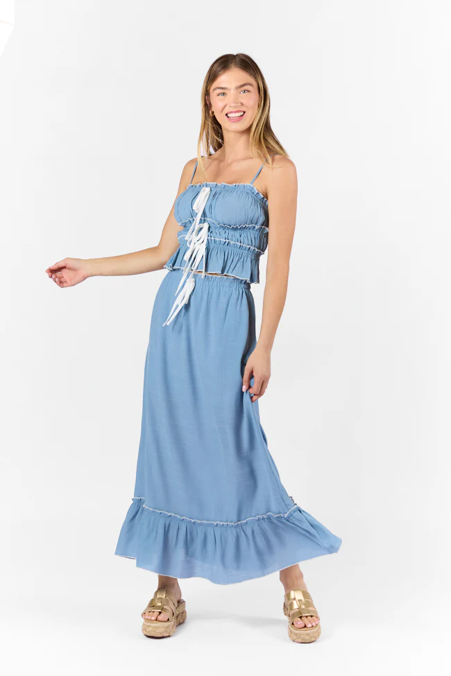 Life Made Easy Navy Bow Detail Tank and Midi Skirt Set FINAL SALE - Terpint