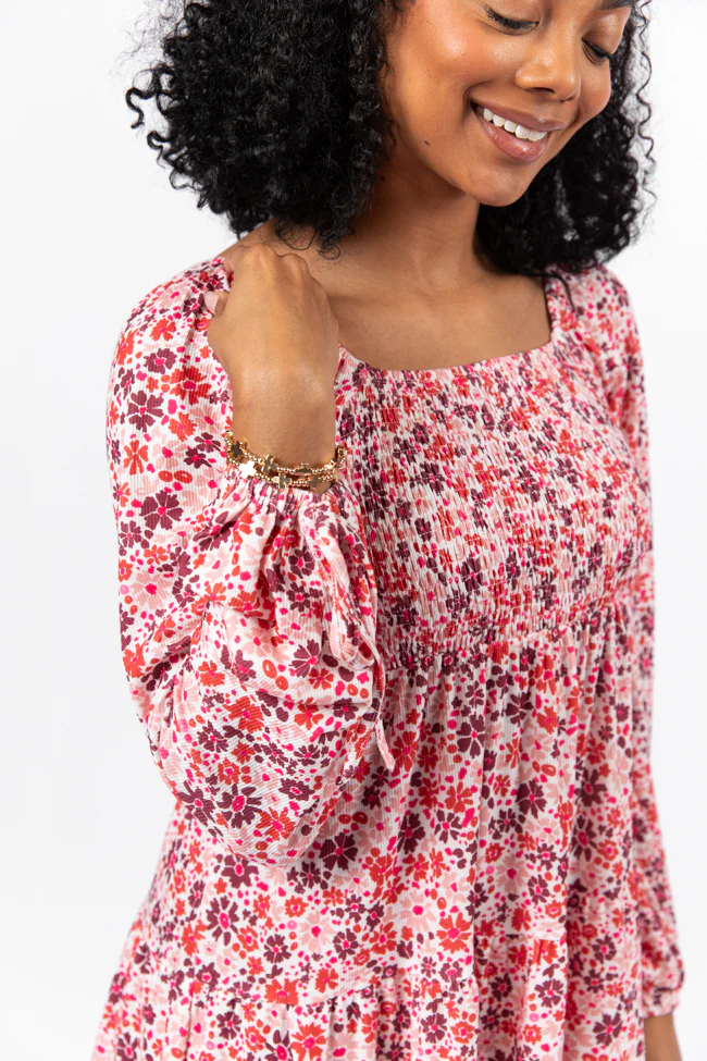 All About You Multi Smocked Knit Floral Dress FINAL SALE - Terpint