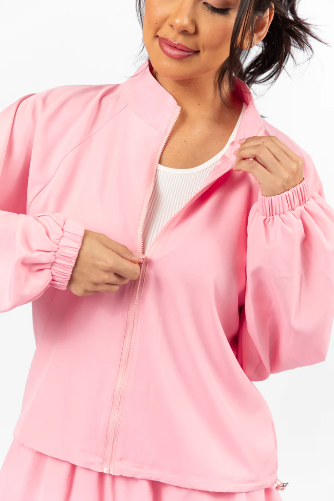 On The Daily Light Pink Full-Zip Windbreaker FINAL SALE - Terpint