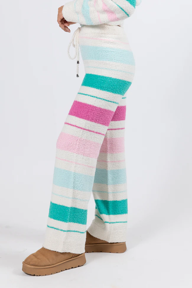 Heart On The Line Multi Striped Fuzzy Lounge Pants FINAL SALE - Terpint