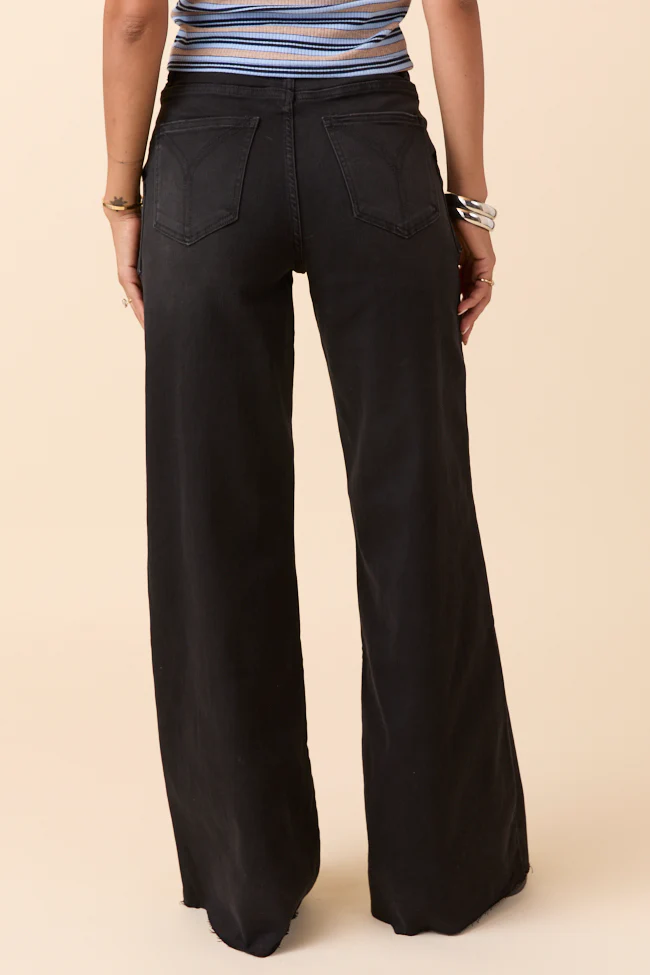 Cora Black Rock High Rise Wide Leg Jeans - Terpint