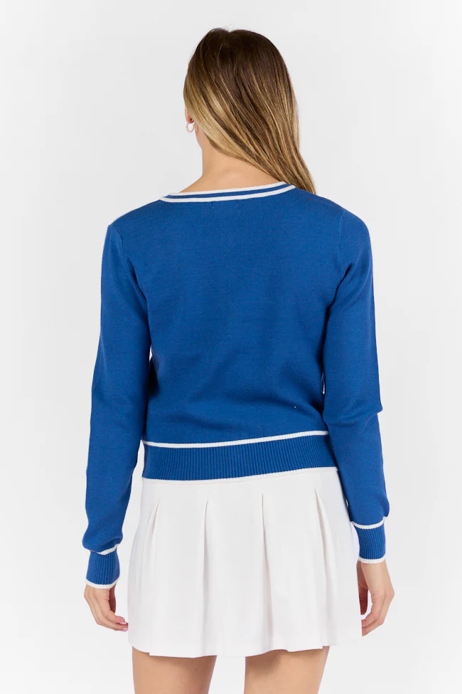 Gives Me Time Navy and Ivory Contrast Trim Cardigan FINAL SALE - Terpint