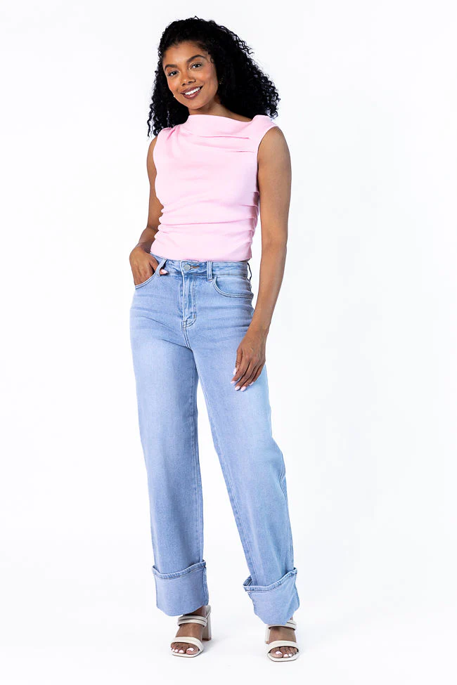 It's My Perspective Pink Off The Shoulder Ruched Sweater Top FINAL SALE - Terpint
