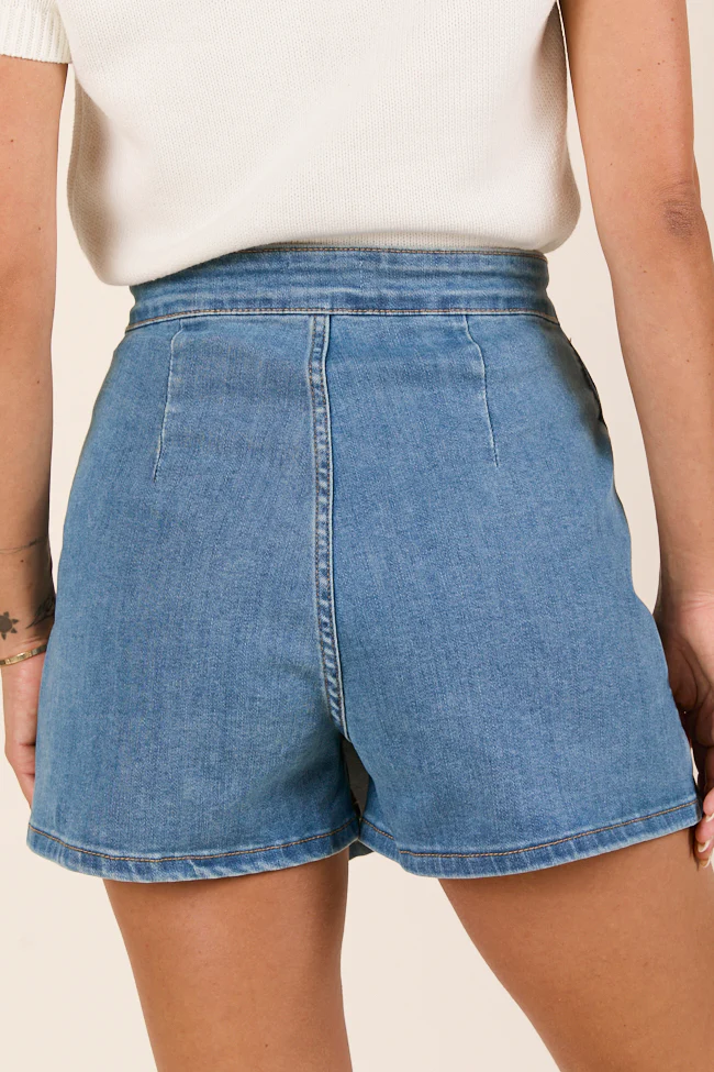 My Favorite Medium Wash Button Detail Skort - Terpint