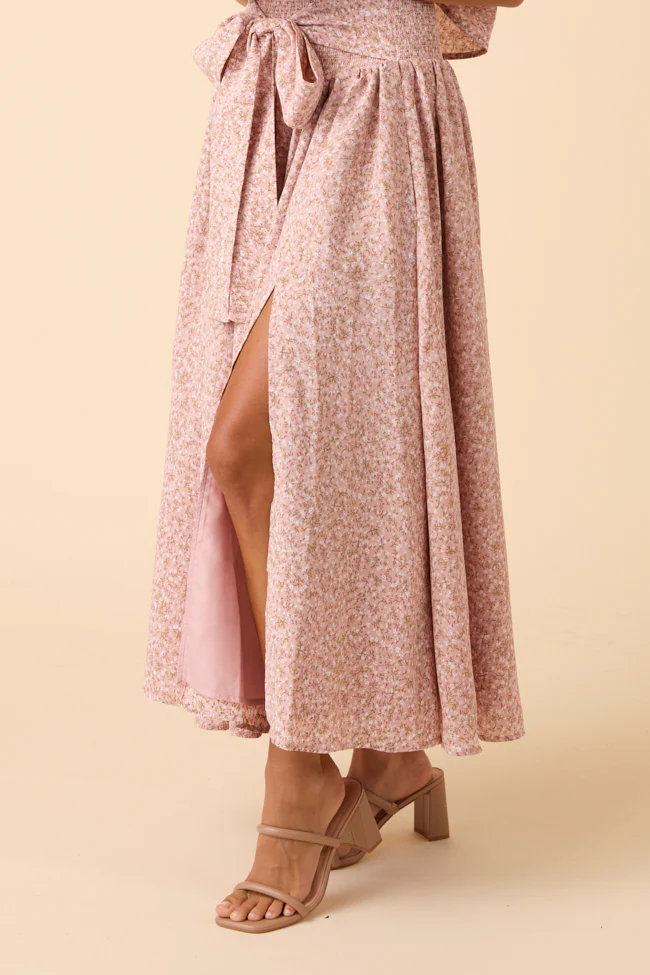 Cleo Pink Floral Tie Front Skirt Set - Terpint