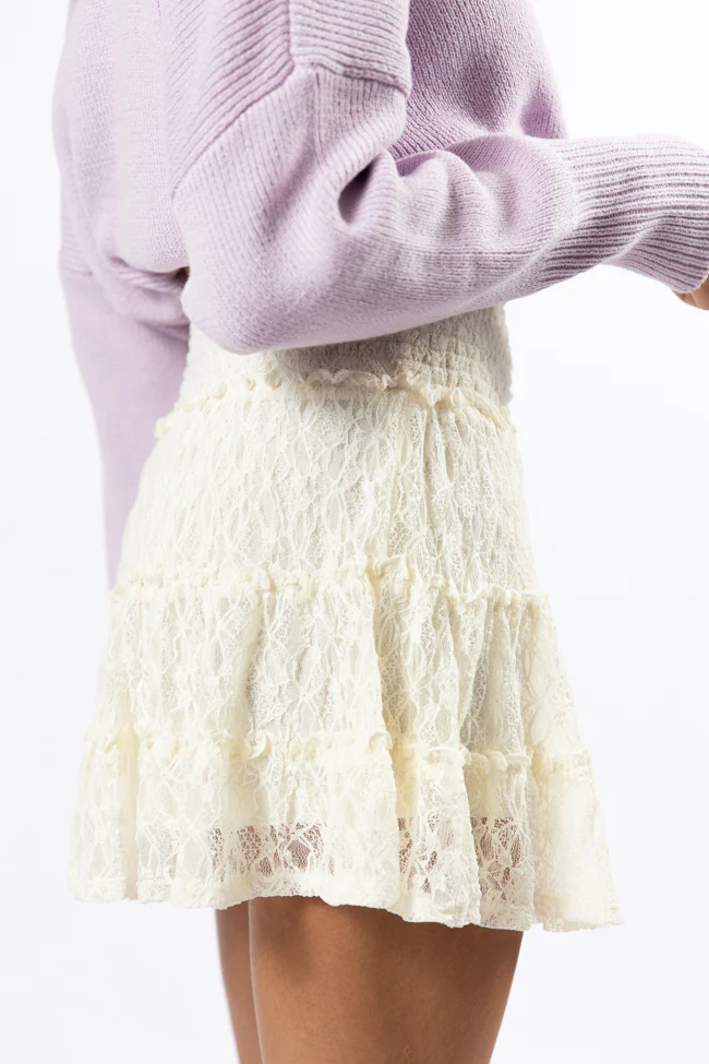 Through The Garden Cream Lace Mini Skort - Terpint
