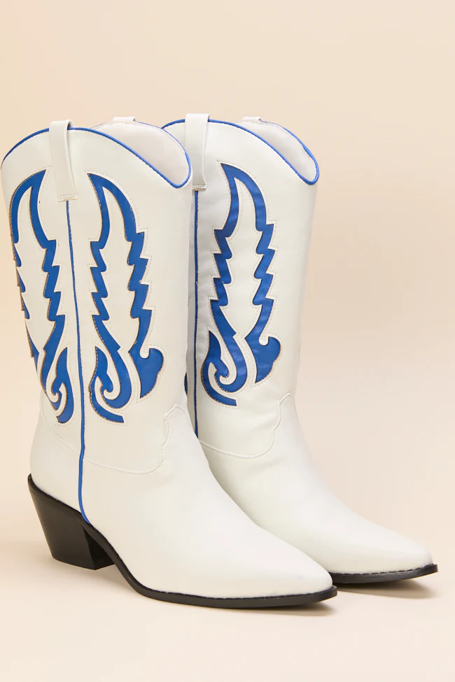 Patti Blue and White Western Boots - Terpint