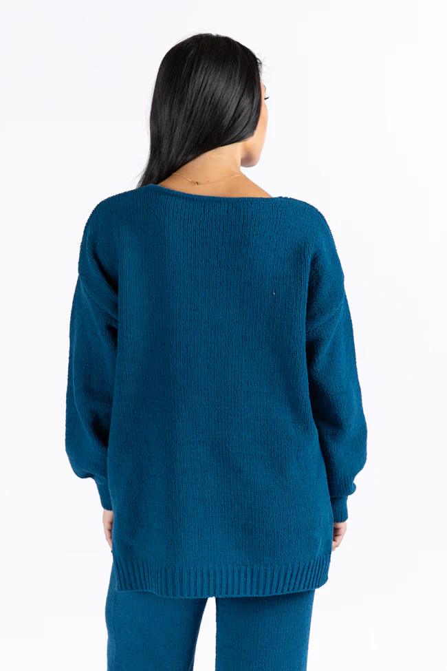 Cozy For Keeps Navy V-Neck Sweater FINAL SALE - Terpint