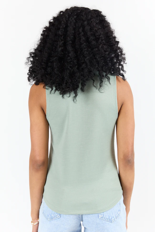 Casual Outing Sage Knit Henley Tank FINAL SALE - Terpint