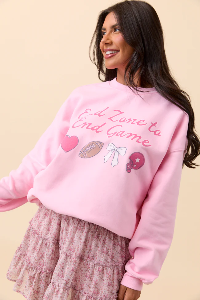 End Zone To End Game Light Pink Graphic Sweatshirt - Terpint