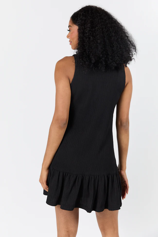 Sunset Romance Black Knit Button Front Mini Dress SALE - Terpint