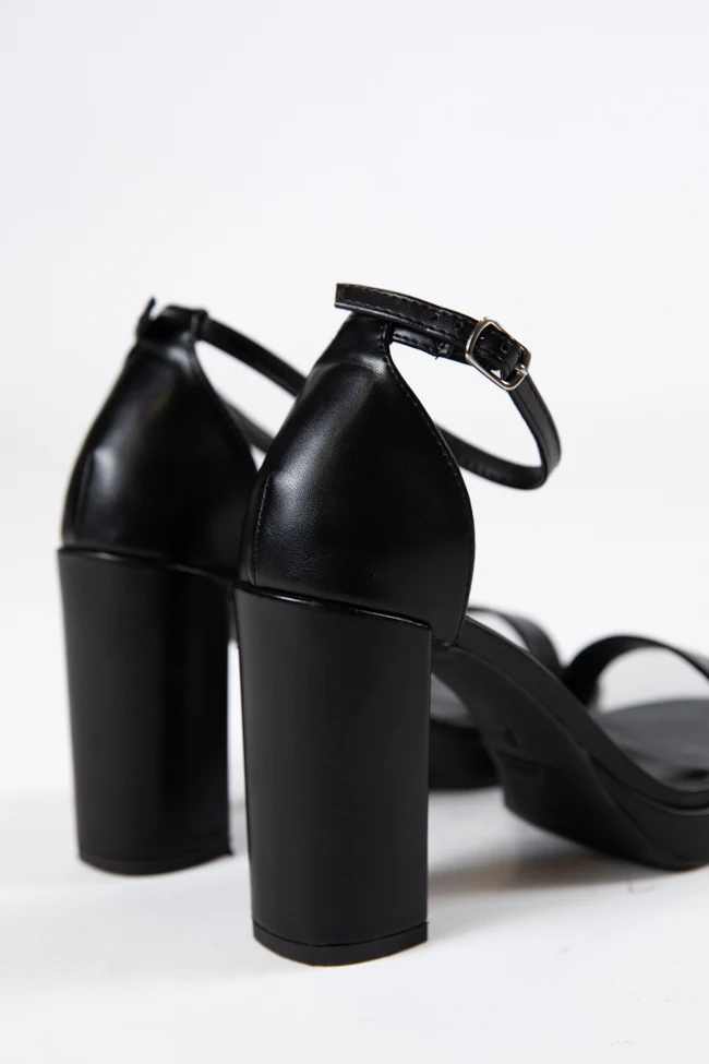 Shivani Black Leather Heels FINAL SALE - Terpint