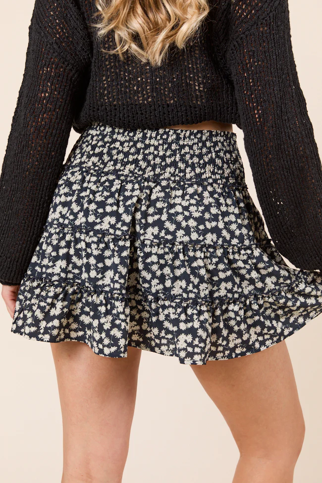 Through the Garden Black White Floral Skort - Terpint