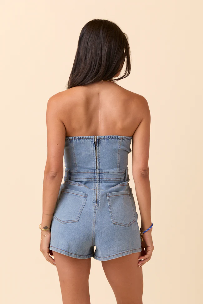 Jayla Strapless Denim Romper - Terpint