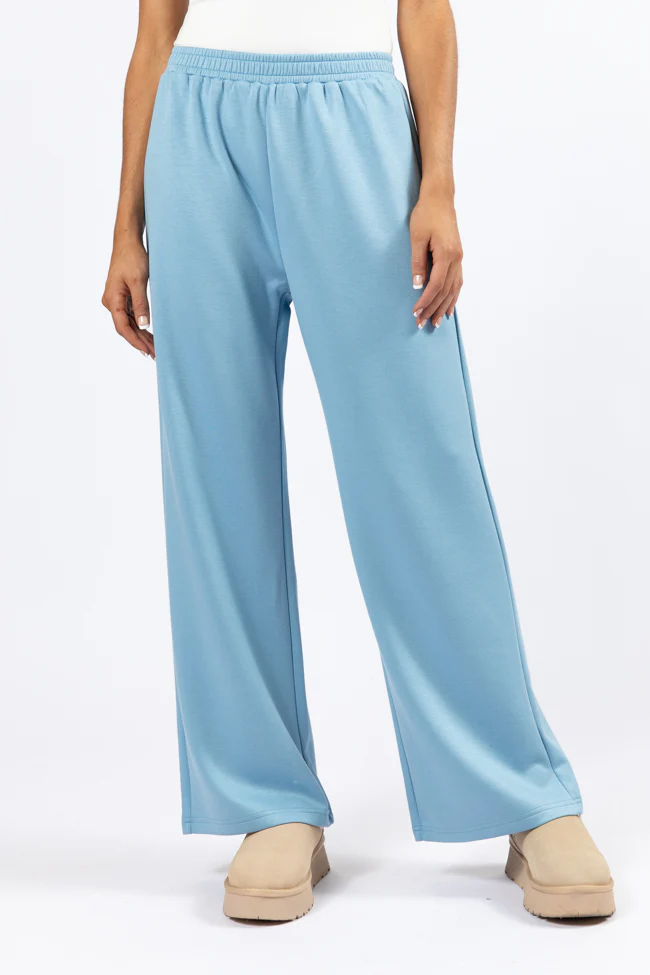 Let's Just Stay Blue Knit Wide Leg Pants FINAL SALE - Terpint