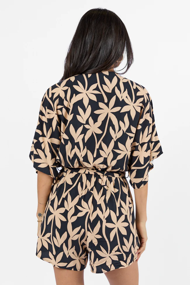 Palm Shores Neutral Print Surplice Romper FINAL SALE - Terpint
