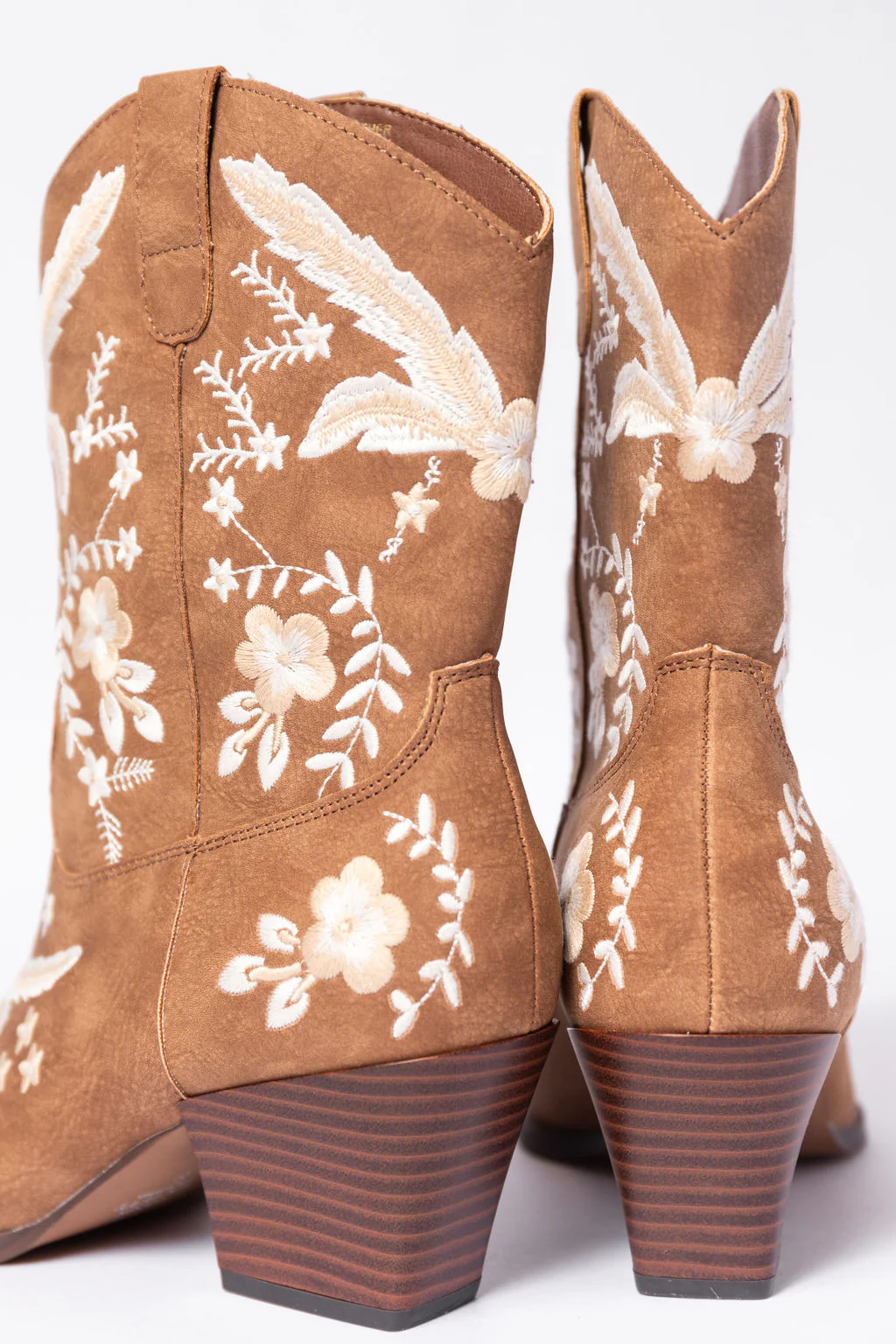 Paige Cocoa Embroidered Booties SALE - Terpint
