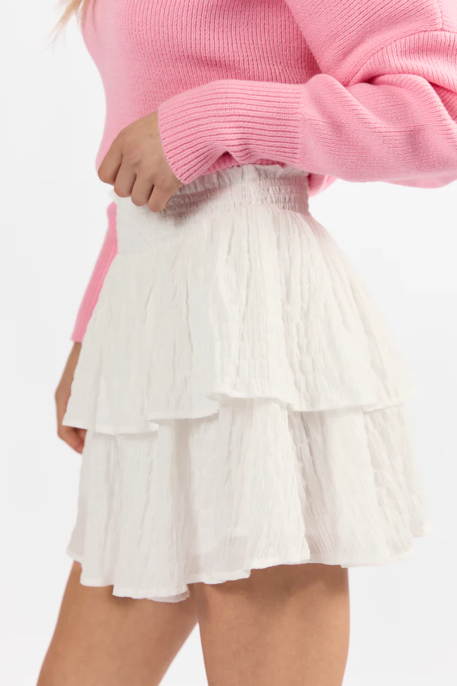 Breezy Ivory Textured Tiered Skort FINAL SALE - Terpint