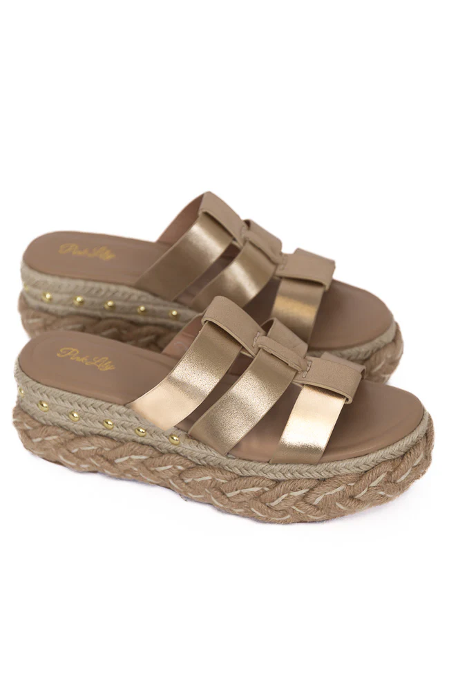 Sidney Gold Distress Slip-on Platform Sandals FINAL SALE - Terpint