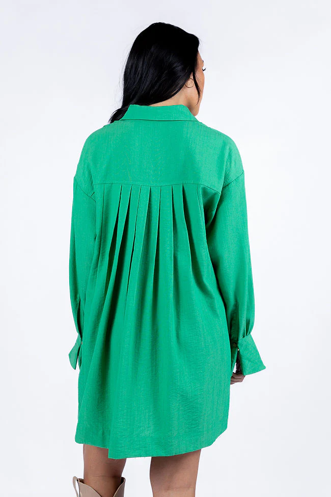 Write This Down Green Button Up Shirt Dress FINAL SALE - Terpint