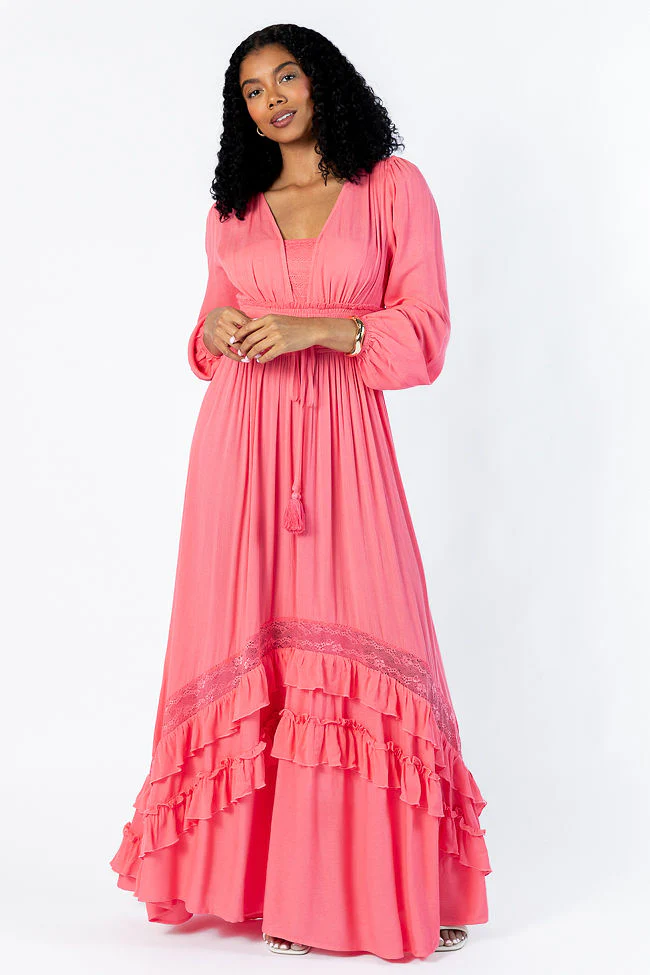 Lucky To Have You Coral Maxi Dress SALE - Terpint