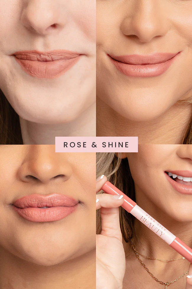 Pink Lily Beauty Double Bloom Dual Lipstick and Lip Liner - Rose and Shine FINAL SALE - Terpint
