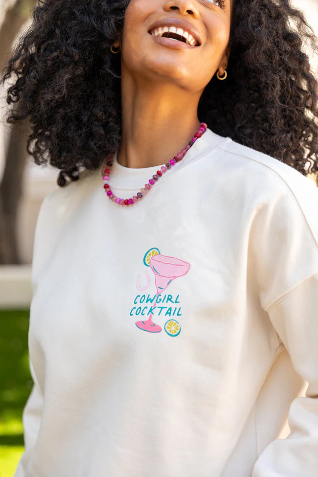 Cowgirl Cocktail Cream Graphic Sweatshirt - Terpint