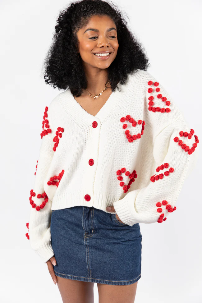 Better Together Ivory Heart Embroidered Cardigan FINAL SALE - Terpint