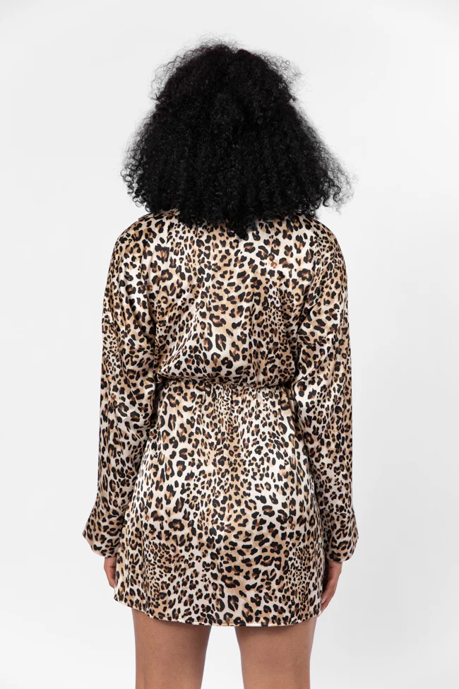You Wish Leopard Satin Printed Wrap Dress FINAL SALE - Terpint