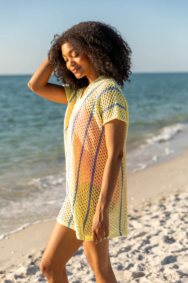 Never Ending Sunny Days Yellow and Blue Knit Cover Up FINAL SALE - Terpint