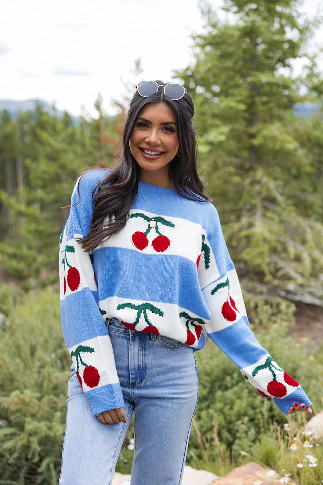 The Cherry On Top Blue Sweater FINAL SALE - Terpint