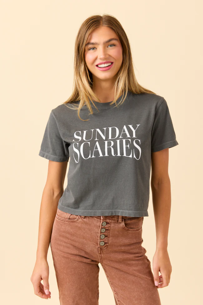 Sunday Scaries Dark Grey Boxy Graphic Tee - Terpint