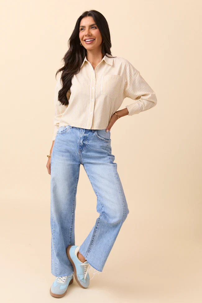 Juliana Cropped Yellow Striped Shirt - Terpint