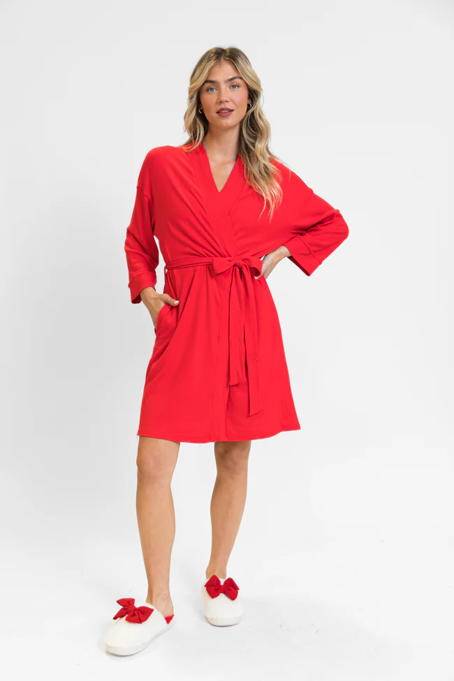 Drifting Off Red Ribbed Robe FINAL SALE - Terpint