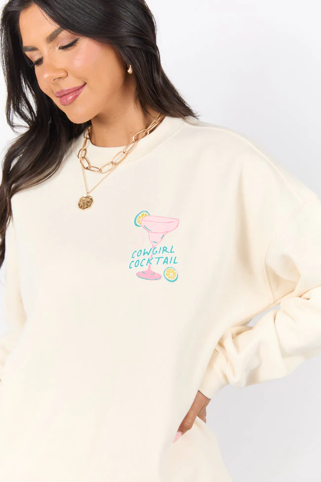 Cowgirl Cocktail Cream Graphic Sweatshirt - Terpint